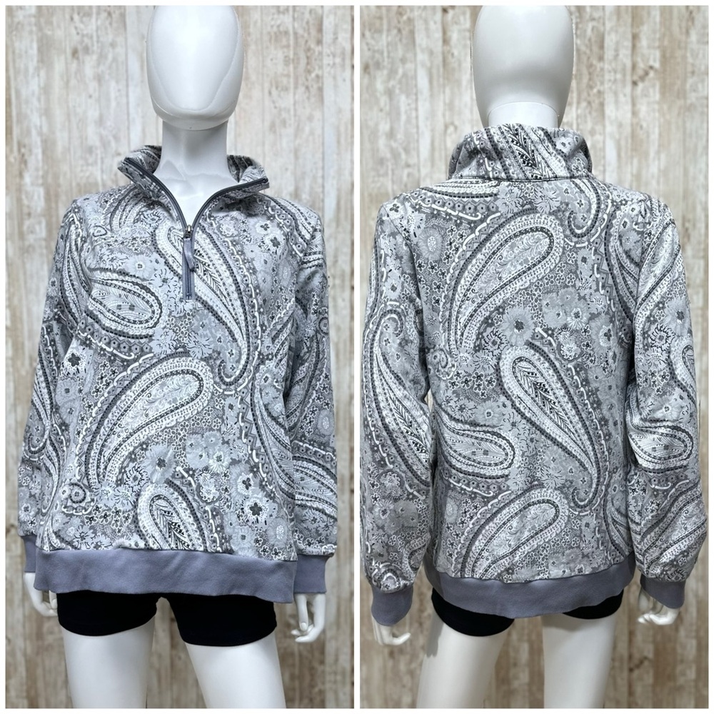 Vera Bradley 1/2 Zip Grey Paisley Sweatshirt [307]